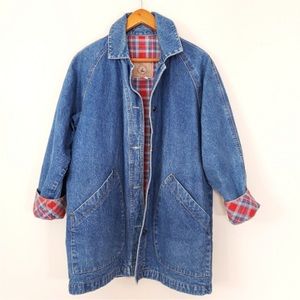 VTG Denim Chore Jacket with Plaid Lining